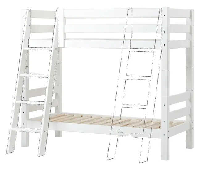 Hoppekids ECO Luxury Etagenbett Junior 70x160cm mit Rollrost und Schrägleiter weiß