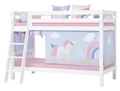 Hoppekids ECO Luxury Etagenbett 90x200cm mit Rollrost und Schrägleiter weiß