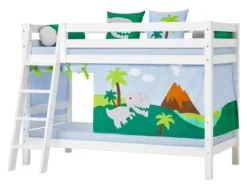 Hoppekids ECO Luxury Etagenbett 90x200cm mit Rollrost und Schrägleiter weiß