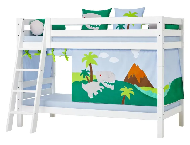 Hoppekids ECO Luxury Etagenbett 90x200cm mit Rollrost und Schrägleiter weiß