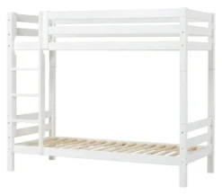 Hoppekids ECO Luxury Etagenbett hoch 90x200cm mit Rollrost und gerader Leiter weiß