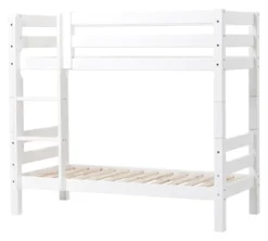 Hoppekids ECO Luxury Etagenbett Junior 70x160cm mit Rollrost und gerader Leiter weiß