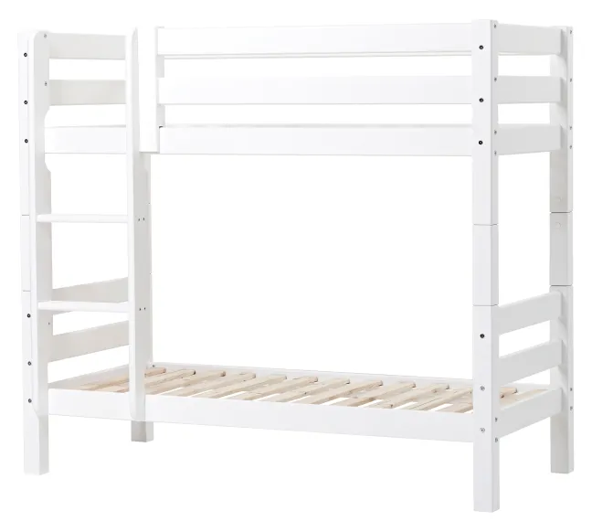Hoppekids ECO Luxury Etagenbett Junior 70x160cm mit Rollrost und gerader Leiter weiß