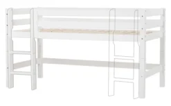 Hoppekids ECO Luxury Halbhochbett 90x200cm mit Rollrost und gerader Leiter weiß