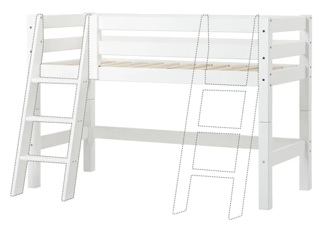 Hoppekids ECO Luxury Halbhochbett Junior 70x160cm mit Rollrost und Schrägleiter weiß