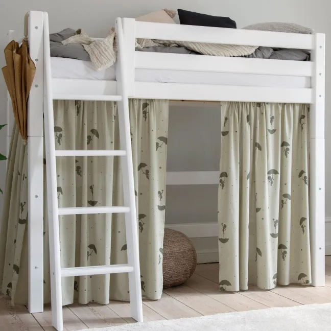 Hoppekids ECO Luxury Mittelhochbett Junior 70x160cm mit Rollrost und Schrägleiter weiß