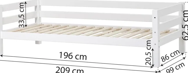 Hoppekids ECO Luxury Sofabett 90x200cm mit Rollrost weiß