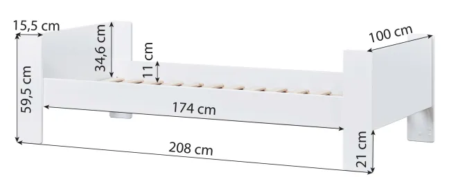 Hoppekids PURE Einzelbett 90x200 cm weiß