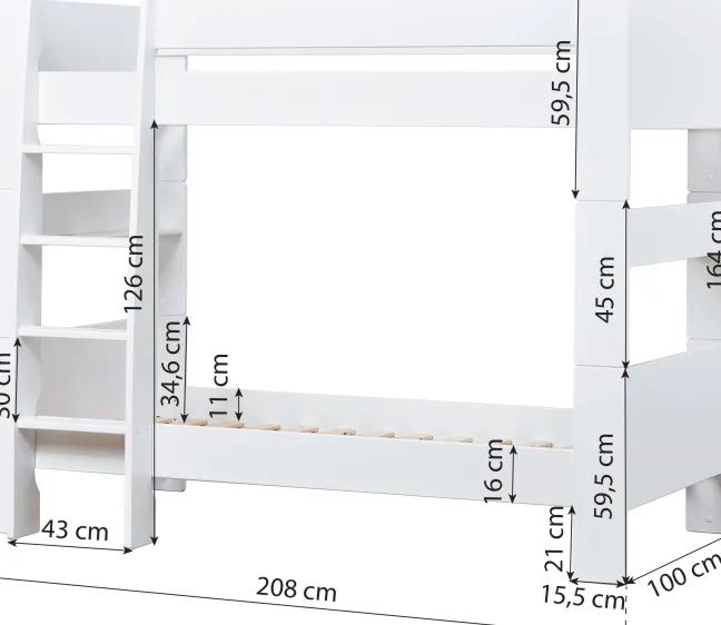 Hoppekids PURE Etagenbett 90x200 cm weiß