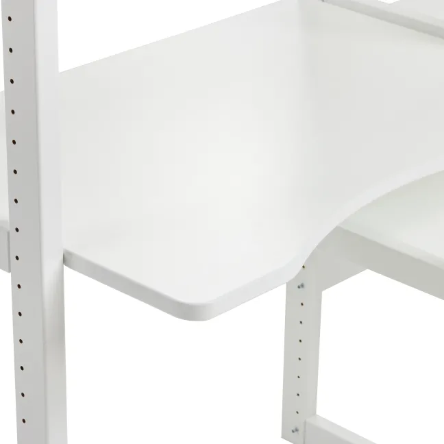 Hoppekids Storey Regalkombination 100cm mit Bett 90x200cm, 4 Einlegeböden und Tischplatte weiß