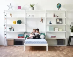 Hoppekids Storey Regalkombination 80cm mit Juniorbett 70x160cm und 14 Regalböden weiß