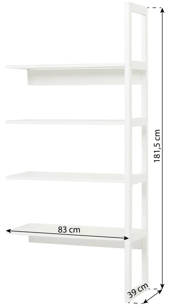Hoppekids Storey seitliche Ergänzung 80cm mit 4 Einlegeböden weiß