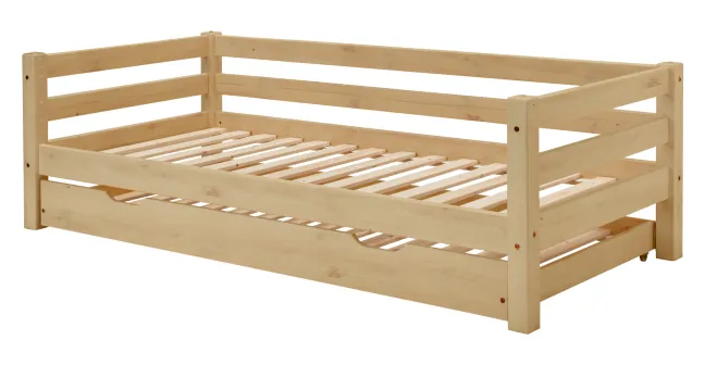 Infanskids Einzelbett mit Gästebett natur lackiert 90 x 200