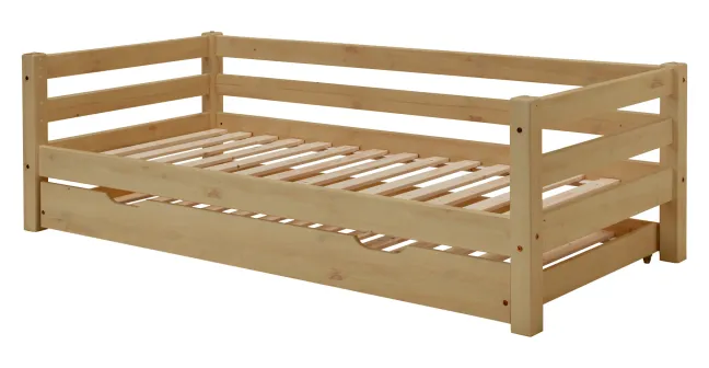 Infanskids Einzelbett mit Gästebett gelaugt 90 x 200cm