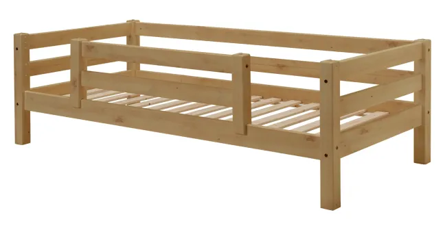 Infanskids Einzelbett mit halber Abschutzsicherung gelaugt 90 x 200cm