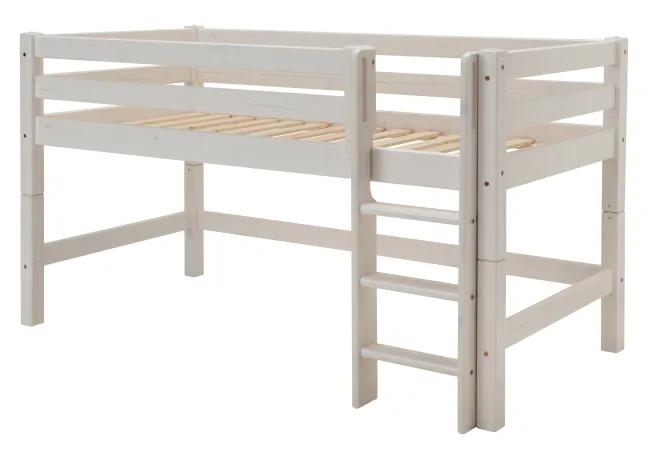 Infanskids Halbhohes Bett mit gerader Leiter weiß 90x200cm 301-30