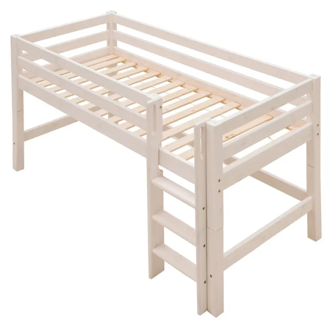 Infanskids Halbhohes Bett mit gerader Leiter weiß 90x200cm 301-30