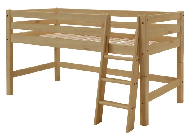 Infanskids Halbhohes Bett mit Schrägleiter gelaugt 90x200cm 302-20