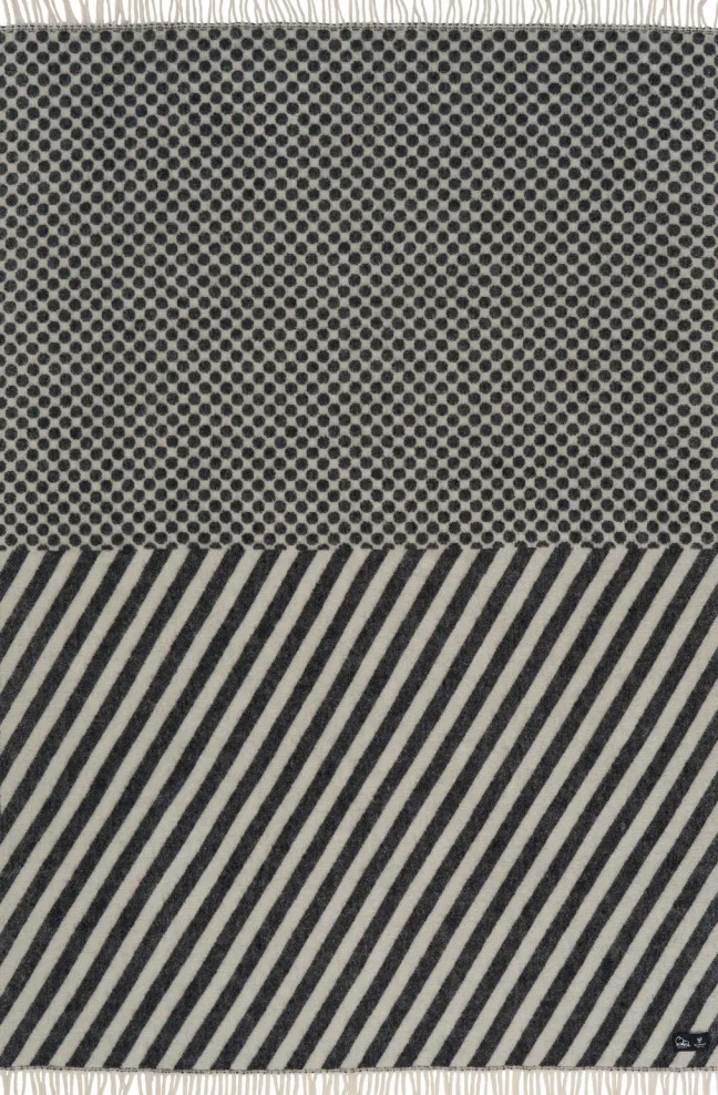 Klippan Lammwolldecke Dot&Stripe schwarz/weiß