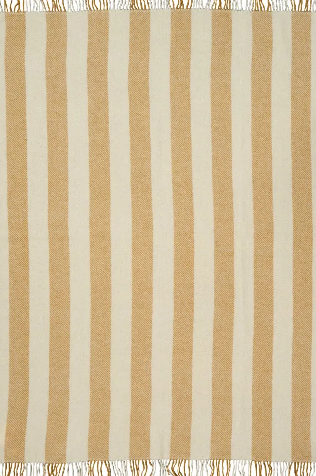 Klippan Lammwolldecke Gotland vertical stripe gelb