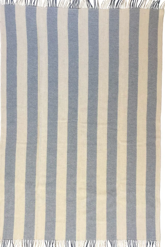 Klippan Lammwolldecke Gotland vertical stripe blau