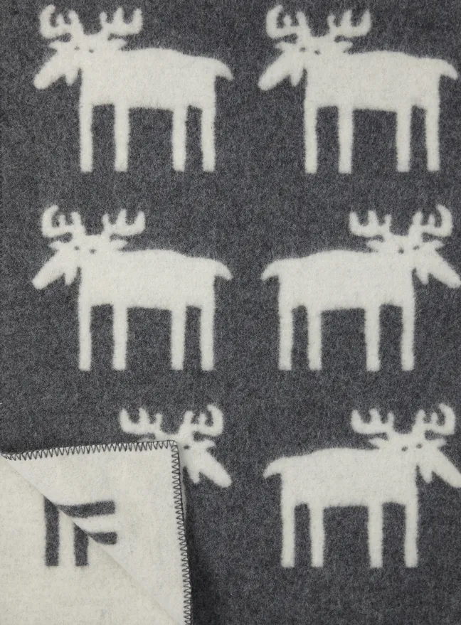 Klippan Lammwolldecke Moose 180x130cm grau/weiß