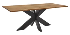 LifeConcept Esstisch 240x100cm Zerreiche Baumkante (3cm) Natur geölt mit Metall Spider-Gestell