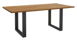 LifeConcept Esstisch 240x100cm Zerreiche gerade Kante (3cm) Natur geölt mit Metall U-Gestell
