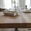 LifeConcept Esstisch 240x100cm Zerreiche gerade (6cm) Kante Natur geölt mit Metall U-Gestell
