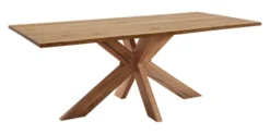 LifeConcept Esstisch 180x100cm Zerreiche Baumkante (3cm) Natur geölt mit Holz Spider-Gestell