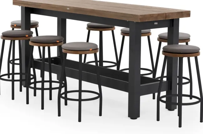 LIFE Nevada Bar-Tisch lava/teak 210x70cm