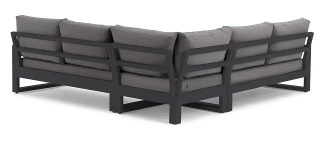 LIFE Soho Eck Lounge Set lava/teak/mist grey soltex