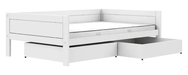 Lifetime Basisbett 120x200cm mit Premium Rollboden und 2 Bettkästen weiß lackiert