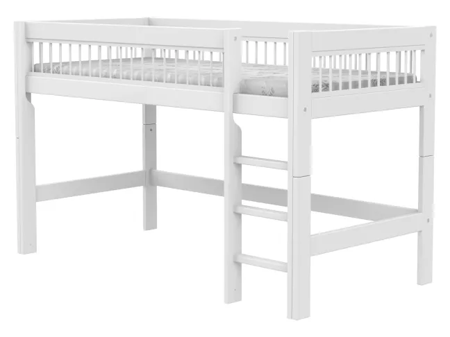 Lifetime Breeze halbhohes Bett 90x200cm mit Rollboden weiß lackiert