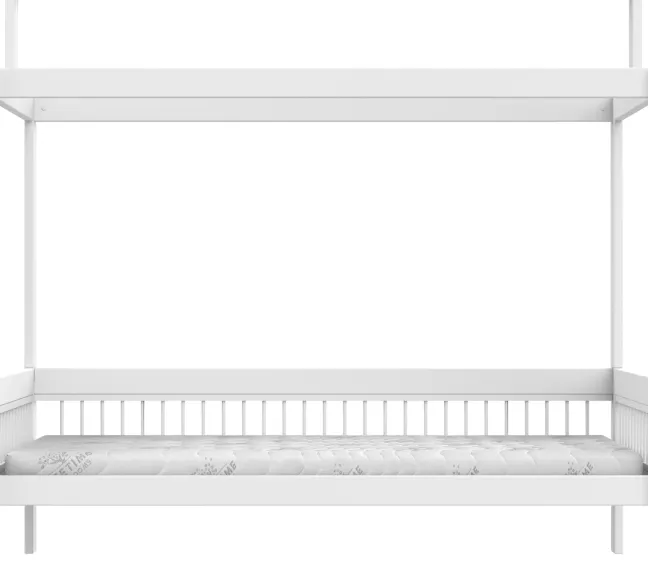Lifetime Breeze Himmelbett 90x200cm mit Dachkonstruktion für Stoffdach und Rollboden weiß lackiert