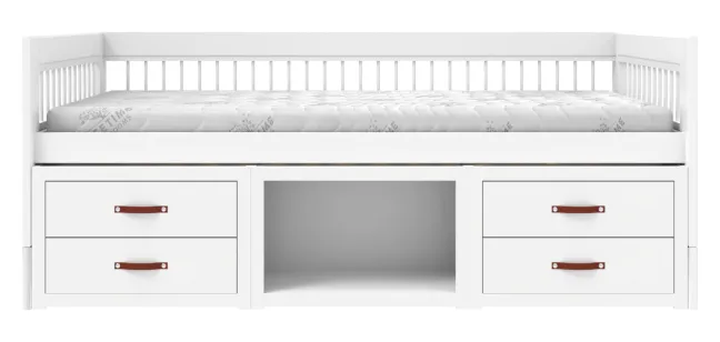 Lifetime Breeze Kojenbett 90x200cm mit Regalmodul und Rollboden weiß lackiert