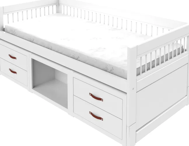 Lifetime Breeze Kojenbett 90x200cm mit Regalmodul und Rollboden weiß lackiert
