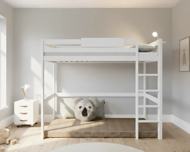 Lifetime Elements Hochbett 90x200cm mit Rollboden weiß