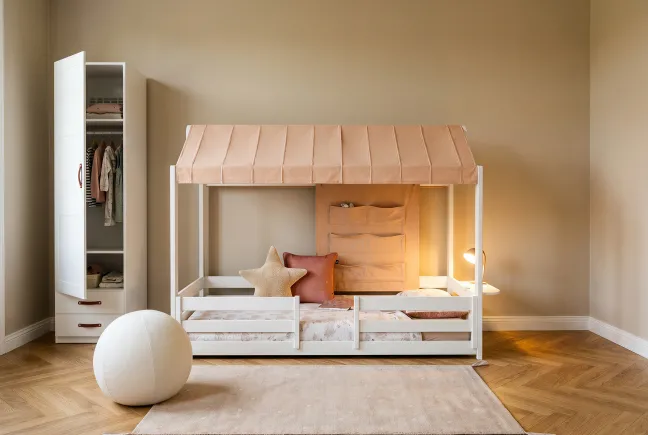 Lifetime Elements Montessori Bett 90x200cm mit Rollboden weiß