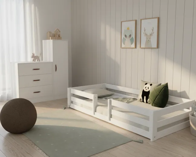 Lifetime Elements Montessori Bett 90x200cm mit Rollboden weiß