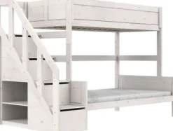 Lifetime Etagenbett Family 90/140x200cm mit Treppe und Premium Rollboden whitewash