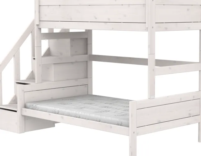 Lifetime Etagenbett Family 90/140x200cm mit Treppe und Premium Rollboden whitewash