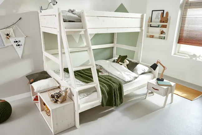 Lifetime Etagenbett Family 90/140x200cm mit Premium Rollboden whitewash