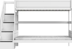 Lifetime Etagenbett Family 90/140x200cm mit Treppe und Premium Rollboden weiß lackiert