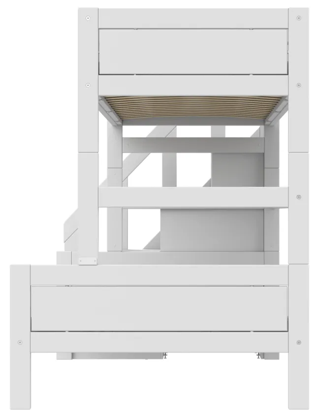 Lifetime Etagenbett Family 90/120x200cm mit Treppe und Premium Rollboden weiß lackiert