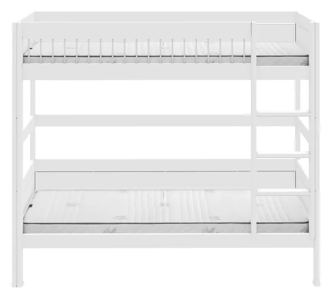 Lifetime Etagenbett 90x200cm mit Deluxe Lattenrost Absturzsicherung Streben weiß lackiert