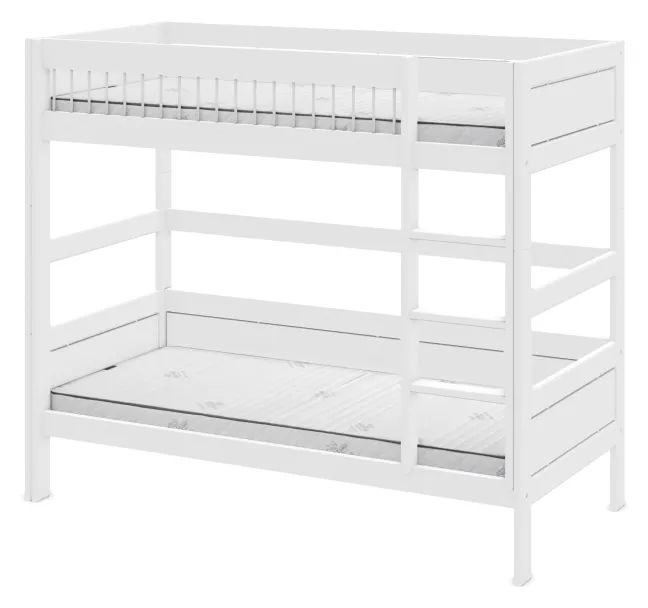 Lifetime Etagenbett 90x200cm mit Deluxe Lattenrost Absturzsicherung Streben weiß lackiert