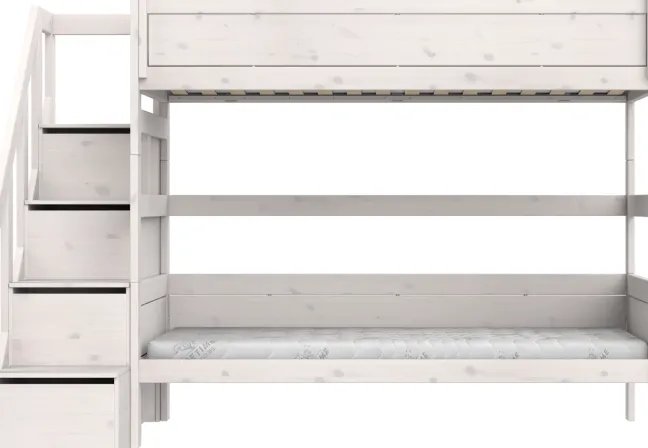 Lifetime Etagenbett 90x200cm mit Treppe und Rollboden whitewash
