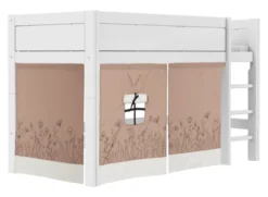 Lifetime halbhohes Bett 90x200cm mit Rollboden weiß lackiert