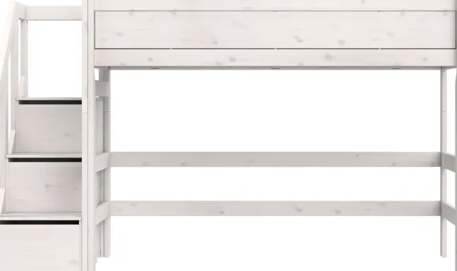 Lifetime Hochbett 152cm 90x200cm mit Treppe und Rollboden whitewash